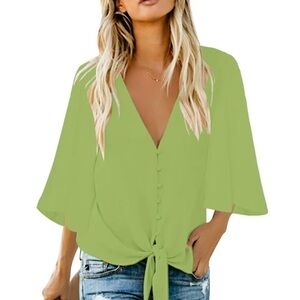 Ventinee Flowy Deep V-Neck Top